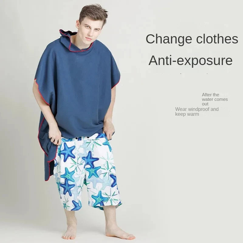 Quick Dry Changing Robe Hooded Absorbent Bathrobe Super Absorbent Bath Towel for Swimming Fitness Yoga Beach