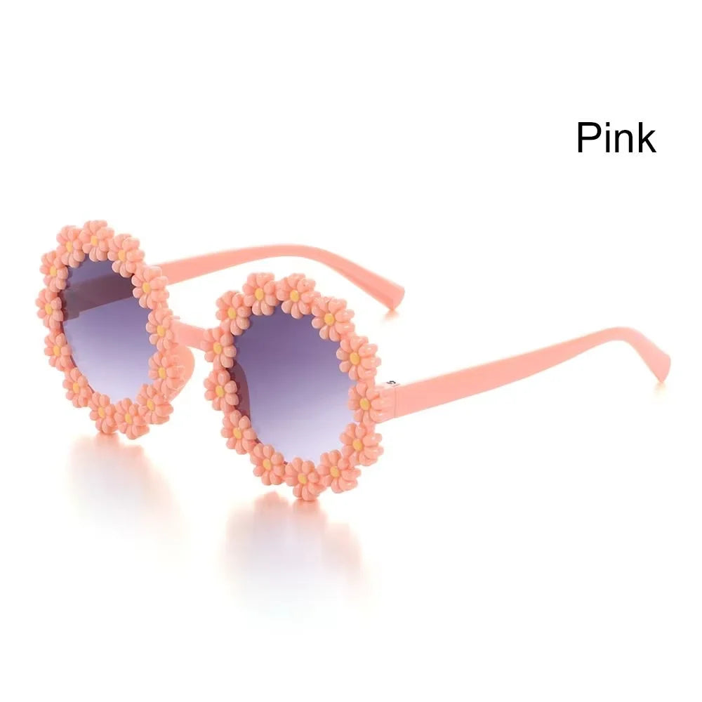 Round Flower Sunglasses for Kids Cute Daisy Glasses Children Outdoor Sun Protection Shades Fashion Funny Party Eyewear