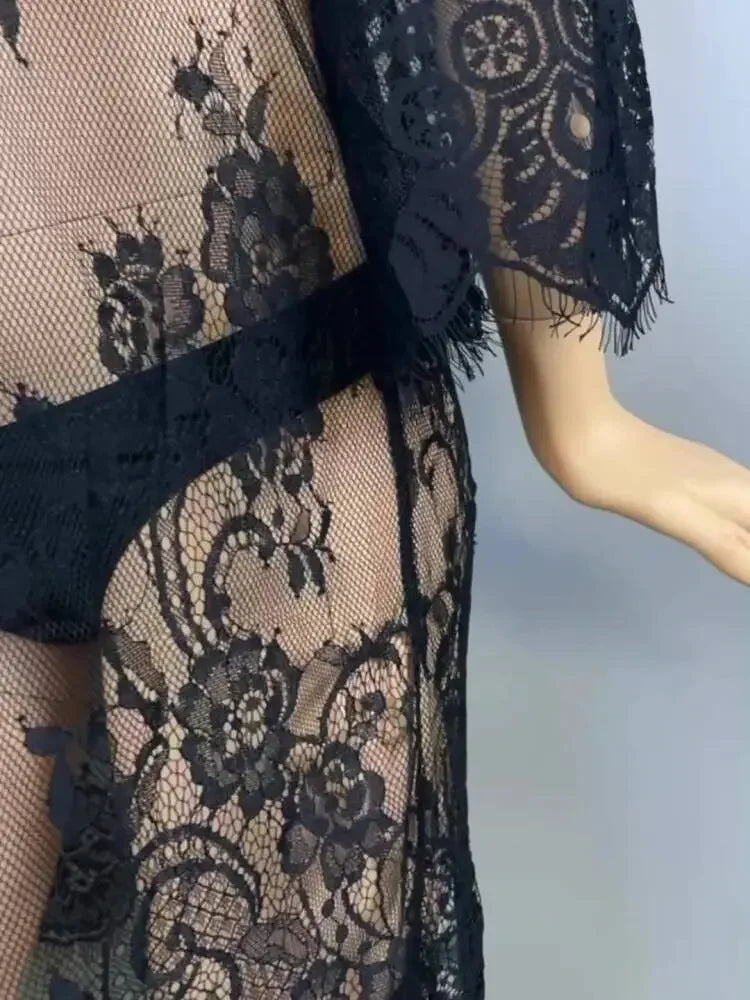 New Saida De Praia Beach Cover Up Pareo Playa Coverup Dress Vestido Livre Swimsuit Wear Swimwear White Lace Women Beachwear