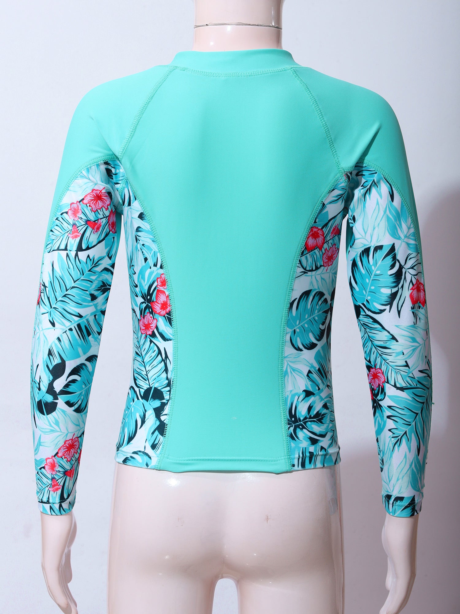 Kids Girls 4PCS Printed Swimsuit Long Sleeve Outerwear with Sleeveless Crop Top Briefs Shorts Bathing Suit Rash Guard Swimwear