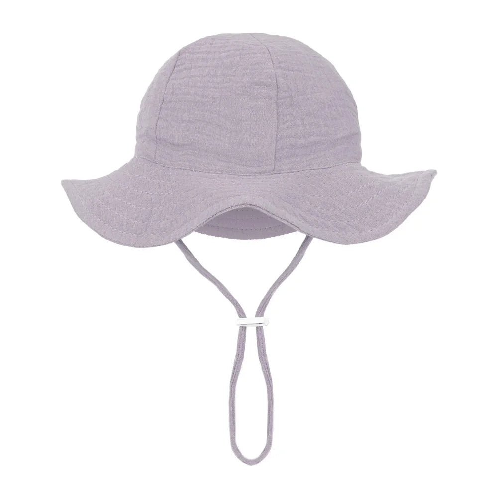 Floral Print Baby Bucket Hats Adjustable Solid Caps for Infant Boys Girls Sunscreen Outdoor Beanies Beach Fishing Headwraps