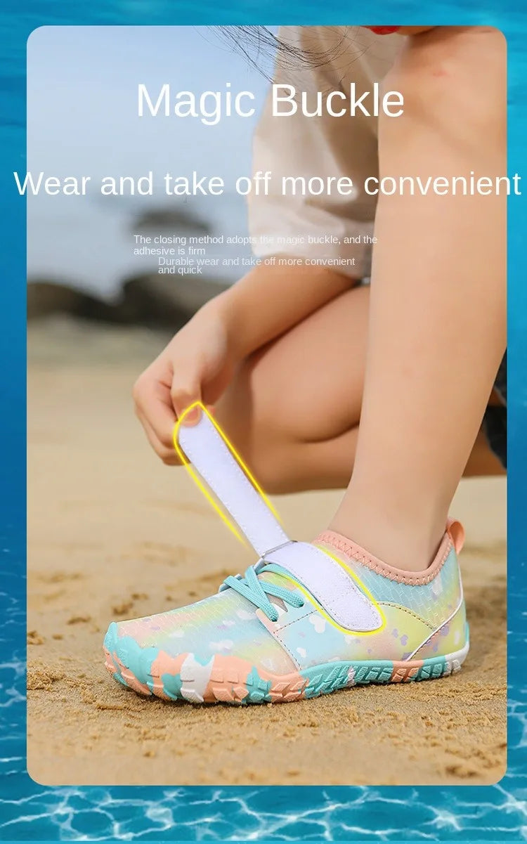 Children's Anti-cut Anti-slip Wear-resistant Rubber-soled Wading Shoes Beach Sandals Quick-drying Pool Shoes Outdoor Water Playi