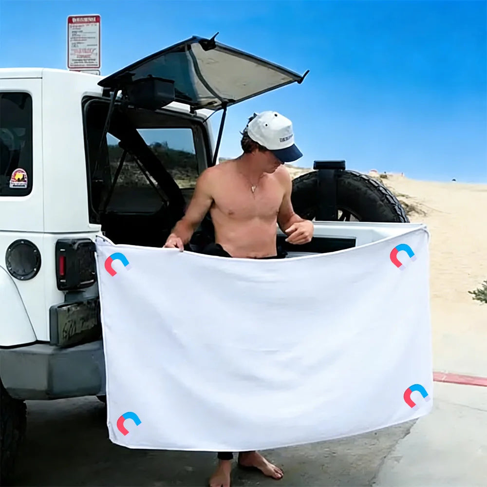 Outdoor Bath Towel Magnetic Bath Towel Outdoor Bath Beach Magnet Towel Quick-drying Microfiber Beach Towels Changing Clothes
