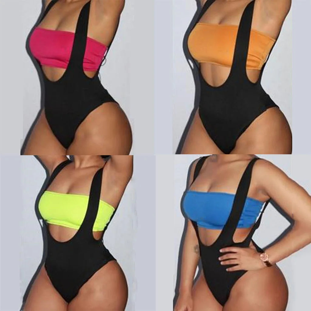 Beach Vacation One-Piece Wrap, Big V-Neck, Backless Thong, A Woman's Sexy Bathing Suit Exercise Women's Wear