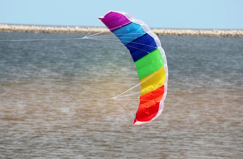 Outdoor Fun High Quality 1.4m Dual Line Parafoil Kite With Handle String Rainbow Sports Beach Good Flying