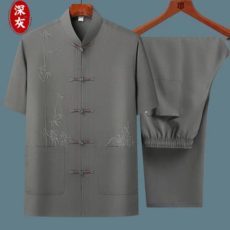 Men's sets (Shirt + trousers) 2026 summer new style men fashion shirt short sleeve shirt High quality shirts male Two Piece