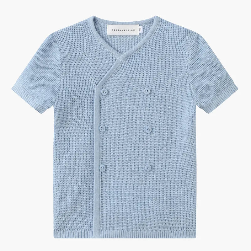 Clearance AS 2024 Summer Blue Shabbos collection sister brother matching clothing 100% cotton floral and knitted kids clothes