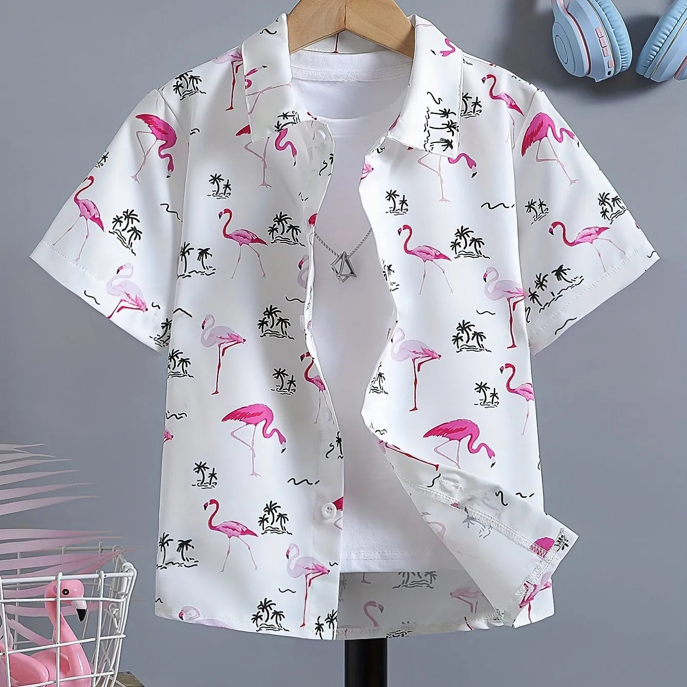 Children Blouse Hawaiian Shirt Boy Hawaii T-Shirt Short Sleeve Tops Summer Casual Lapel Tees Children's Shirt Kids Girls Clothes