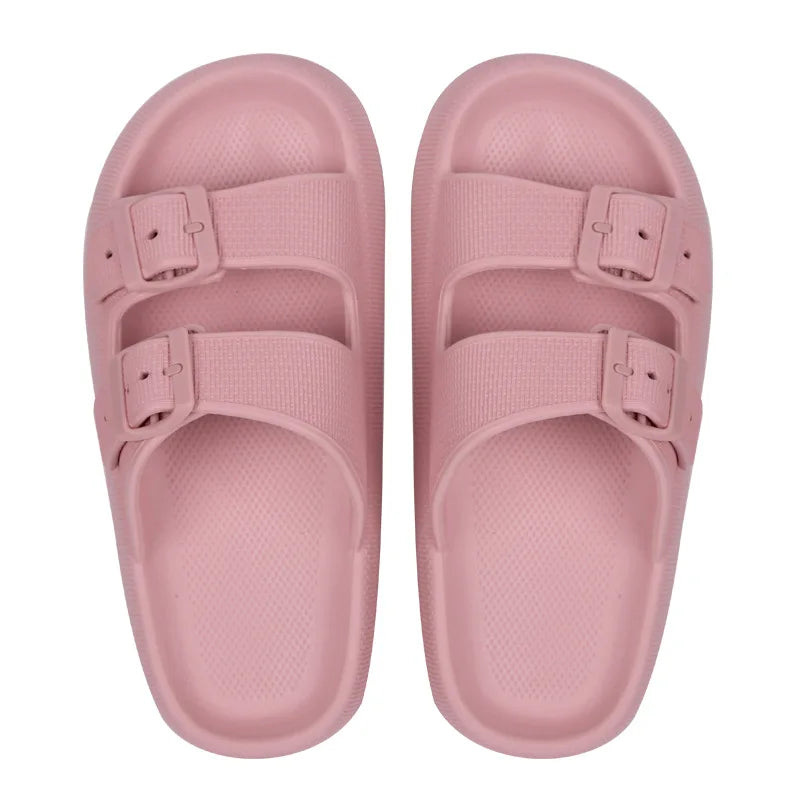 Soft Sole Beach Slippers Men Summer Adjustable Buckle Non-Slip Home Woman Comfortable Thick Bottom Sandals