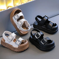 Fashion Solid Korean Kid Sandals Summer New Versatile Anti Slip Soft Bottom Girl Boy Beach Sandal Kindergarten Anti Kick Sandals