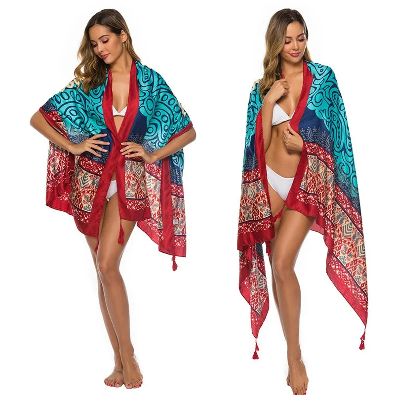 Fashions 90x180cm Twill Cotton Pareo Beach Cover-Ups Women Large Beach Dress Bikini Bathing Swimwear Cover Up Sarong Wrap Scarf