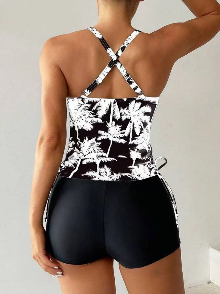 Tankini Two Piece Swimsuit Women Printed Swimwear Female Bathers Bathing Swimming Swim Suit Beach Wear XXL