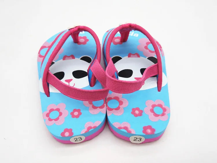 2026 Summer Children Cute Cartoon Animal Slippers Beach Shoes Kids Flip Flops Elastic Band Anti-slip Sandals Boys Girls Slippers