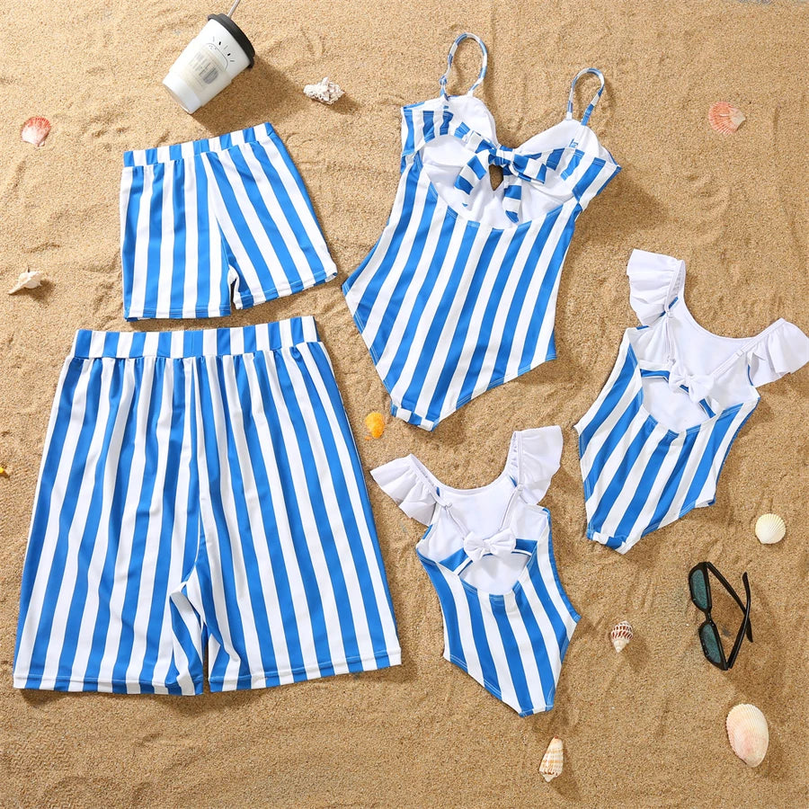 Dinosaurs Swimwear Family Matching Outfits V-Neck Mother Daughter Swimsuits Mommy and Me Dresses Clothes Father Son Swim Shorts