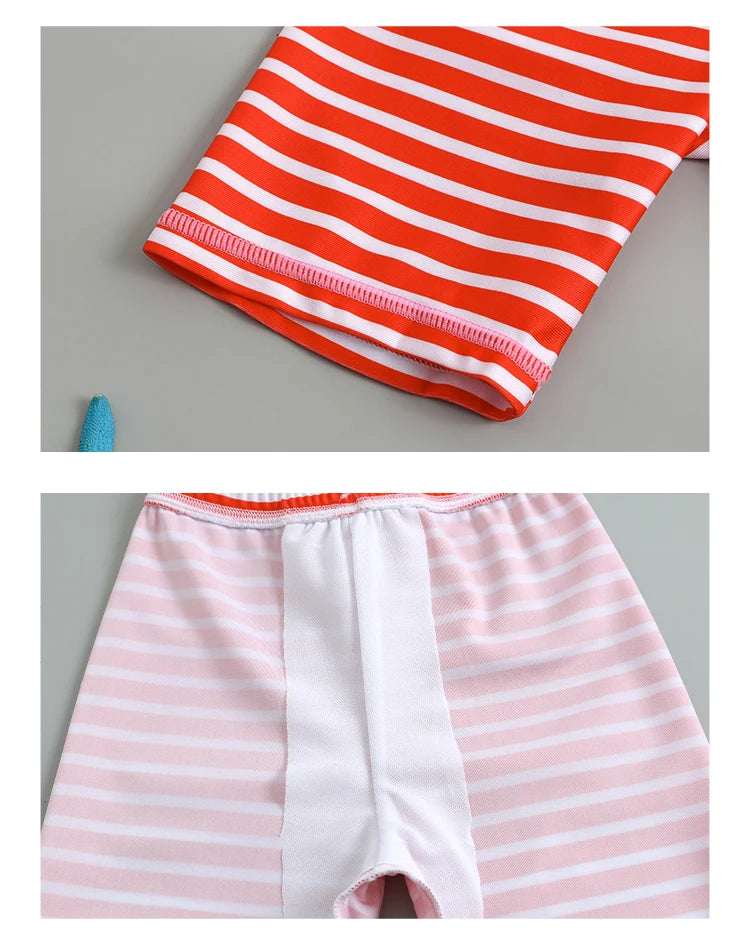 Boys Girls Cartoon Cute Swimwear Spring Summer Beach Clothing Set Sun Protection Long Sleeve Swimming Suits Kids Bathing Suit