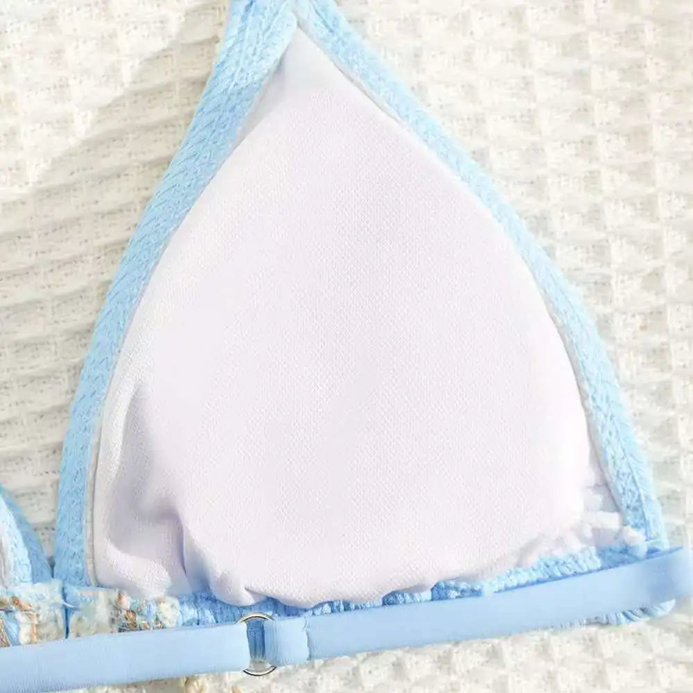 2026 Solid Girls Swimsuit Halter Triangle Bikinis Kids Swimwear Female Children's Bathers Bathing Swimming Swim Suit 8-12Y