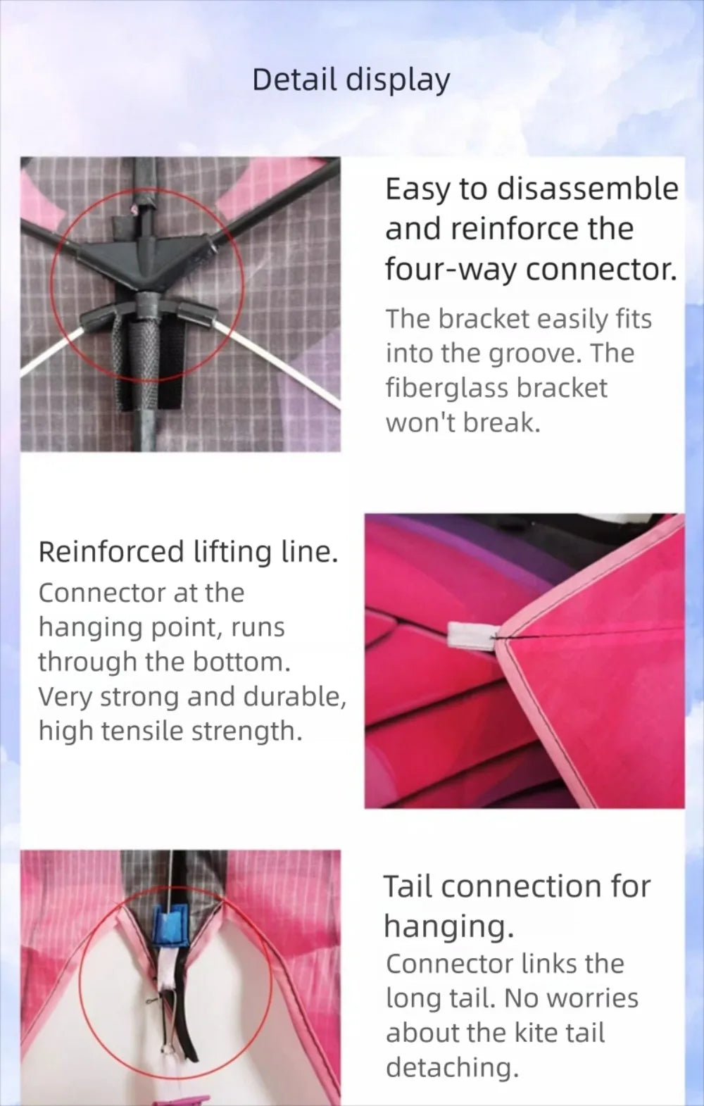 New Easy to Fly Colorful Kite Steering Good Flying 3D Kite Beautiful 100 Meter Kite String Children's Kite Kid & Adult