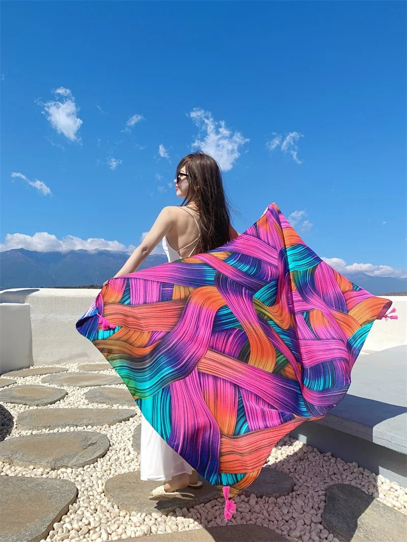 20 Styles 90x180cm Cotton Linen Summer Beach Dress Bikini Cover-ups Sarong Wrap Scarf Women Brazilian Swimsuit Bathing Cover Up