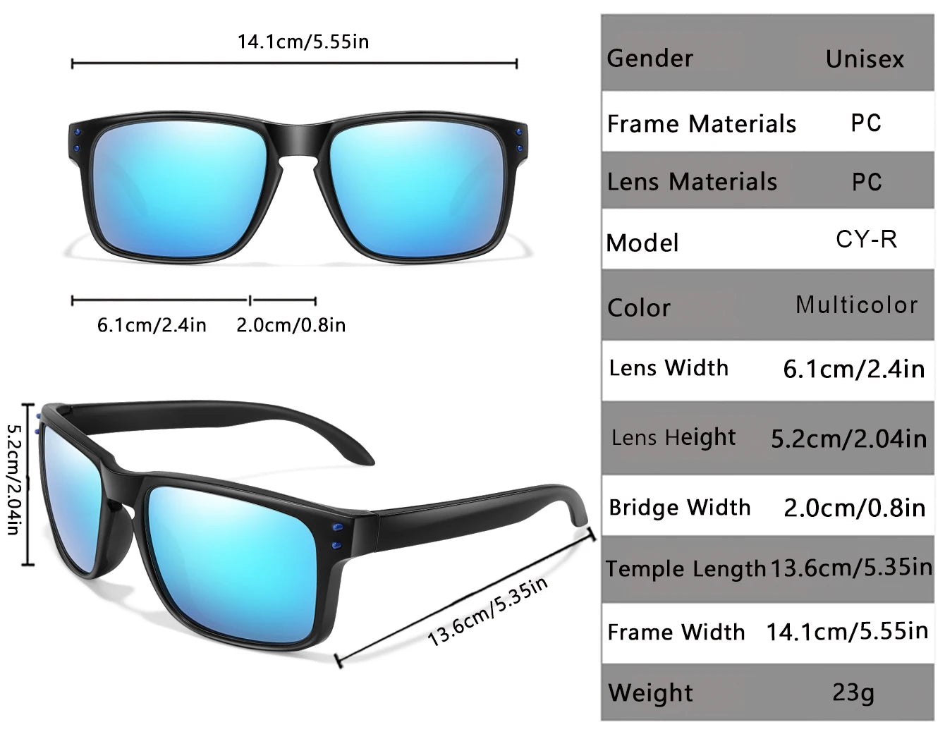 Luxury Square Vintage Polarized Cycling Sunglasses Men Women Fashion Travel Driving Fishing Sun Glasses Male Eyewear UV400