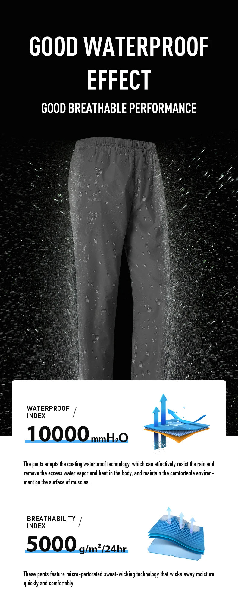 LNGXO Women Men Camping Pants Trekking Climbing Hiking Waterproof Pants Unisex Sports Quick Dry Mountain Rain Trousers Anti-UV