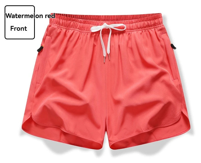 3/4 Sport Shorts Summer Men Casual Solid Ice Silk Light Sweat Absorb Quick Dry Running Fitness Outdoor Loose