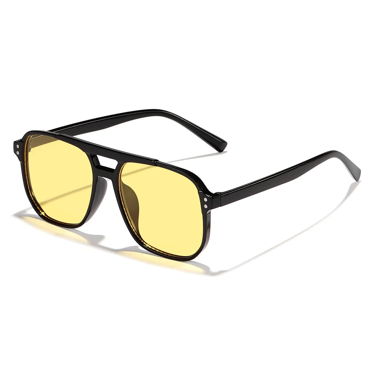 Square Big Frame Sunglasses for Men and Women Lightweight Frame Black Yellow Sun Glasses with UV Protection