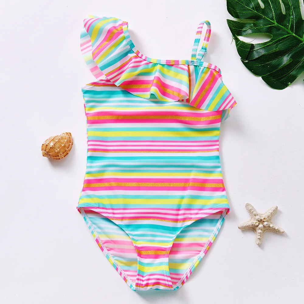 Girls Swimsuit One-Piece Mermaid Fish Scale Unicorn Children's Swimwear Girls Beachwear 2 3 4 5 6 7 8 Years
