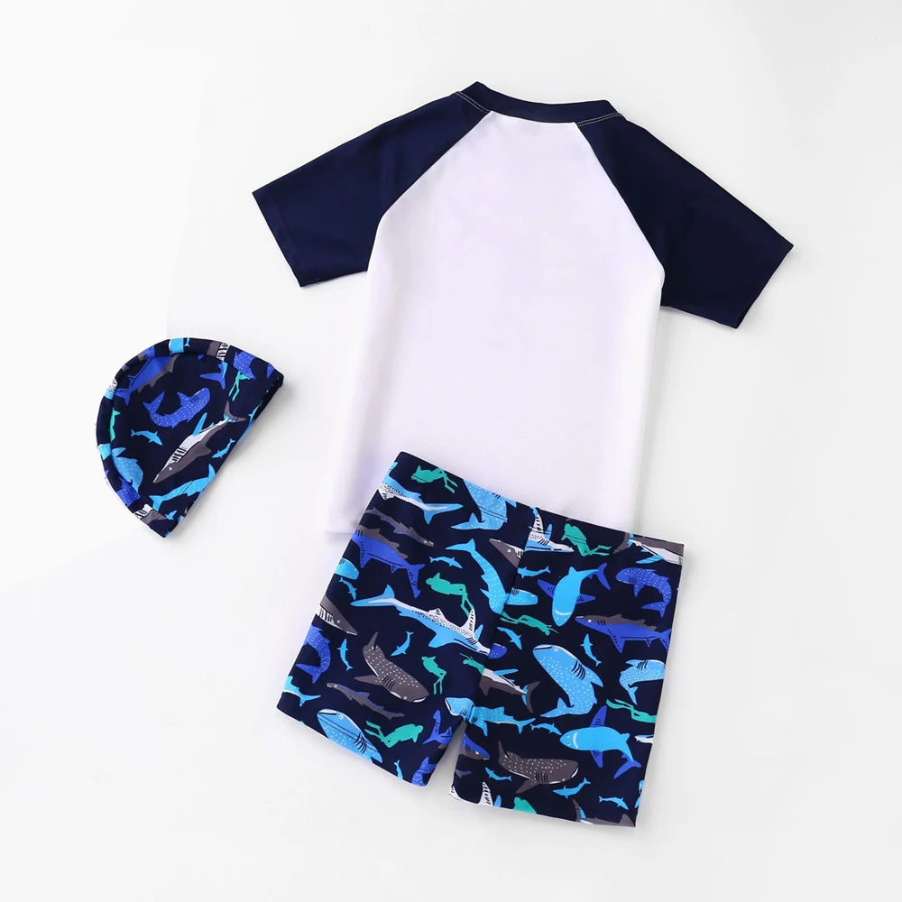 Summer Children's Swimsuit Boy Short Sleeve Beachwear Anstronaut Kids Cartoon Cute Quick Drying Boys Swimsuit Set Boys Swim Suit