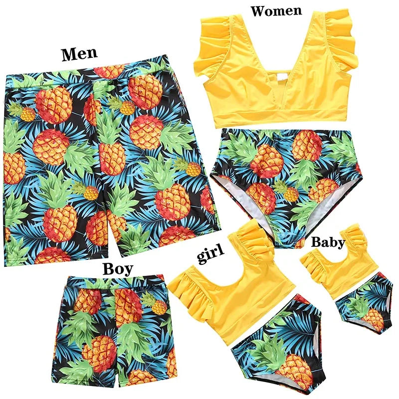 King Queen Swimsuit Family Matching Outfits One-Piece Mother Daughter Swimwear Beach Mommy and Me Clothes Father Son Swim Shorts