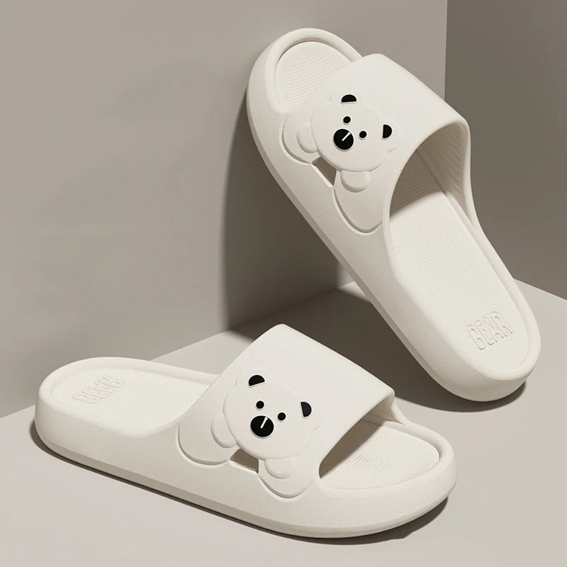 Fashion Women's Slippers Indoor Soft Sole Cartoon Bear Slides Bathroom EVA Outdoor Men Summer Beach Flip Flops Shoes Couple
