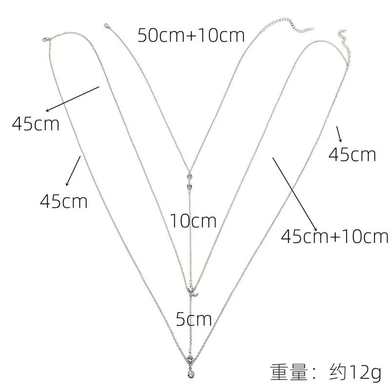 Sexy Metal Zircon Chest Chain for Women Simple Gold Color Double Layered Shell Pendant Waist Chain Party Jewelry Accessories