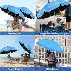 360 Adjustable Chair Umbrella With Clamp 23-inch Beach Chair Sunshade Camping and Fishing Umbrella Anti-Uv Beach Chair Parasol