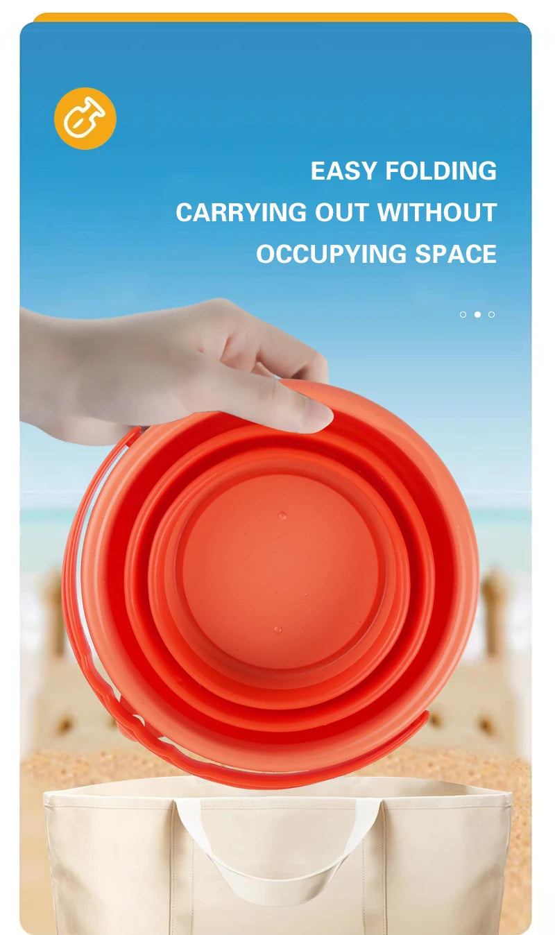 4 in 1 new style 4 Piece Beach Toy Set Collapsible Bucket, Shovel and RakeEasy to carry and catch the sea bucket toys.2025