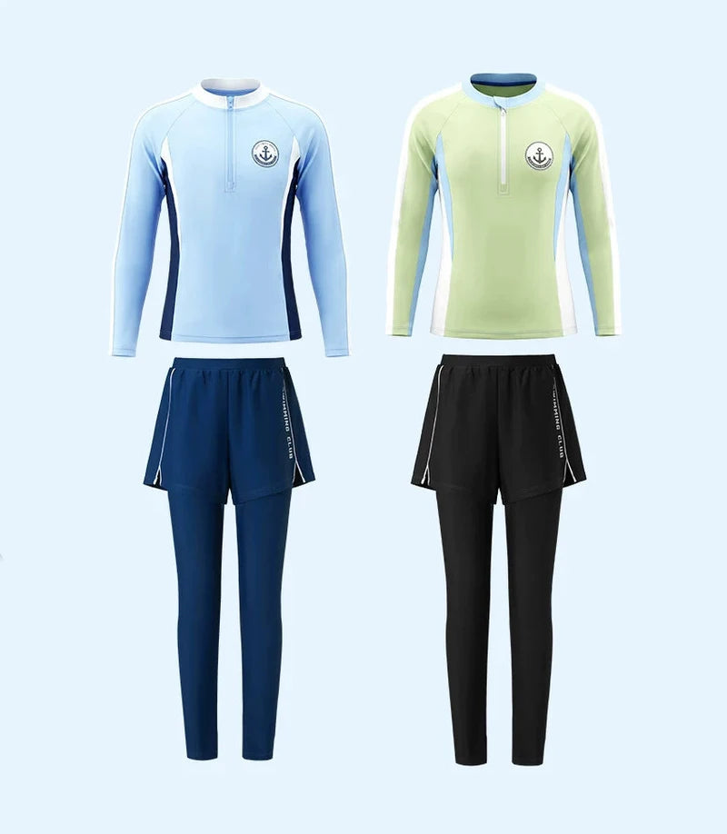 Full Body Boys Swimwear Sun Protection Kids Swimsuit Two Piece Children Long Sleeve Bathing Suit Summer Swimming Pool Clothes