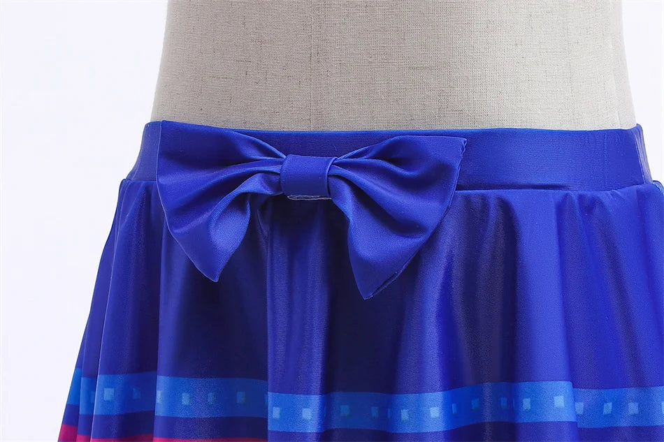Encanto Cosplay Mirabel Isabela 2Pcs Tops Skirt Set Girls Dolores Luisa Pepa Bikini Swimwear Children Print Beachwear Costumes