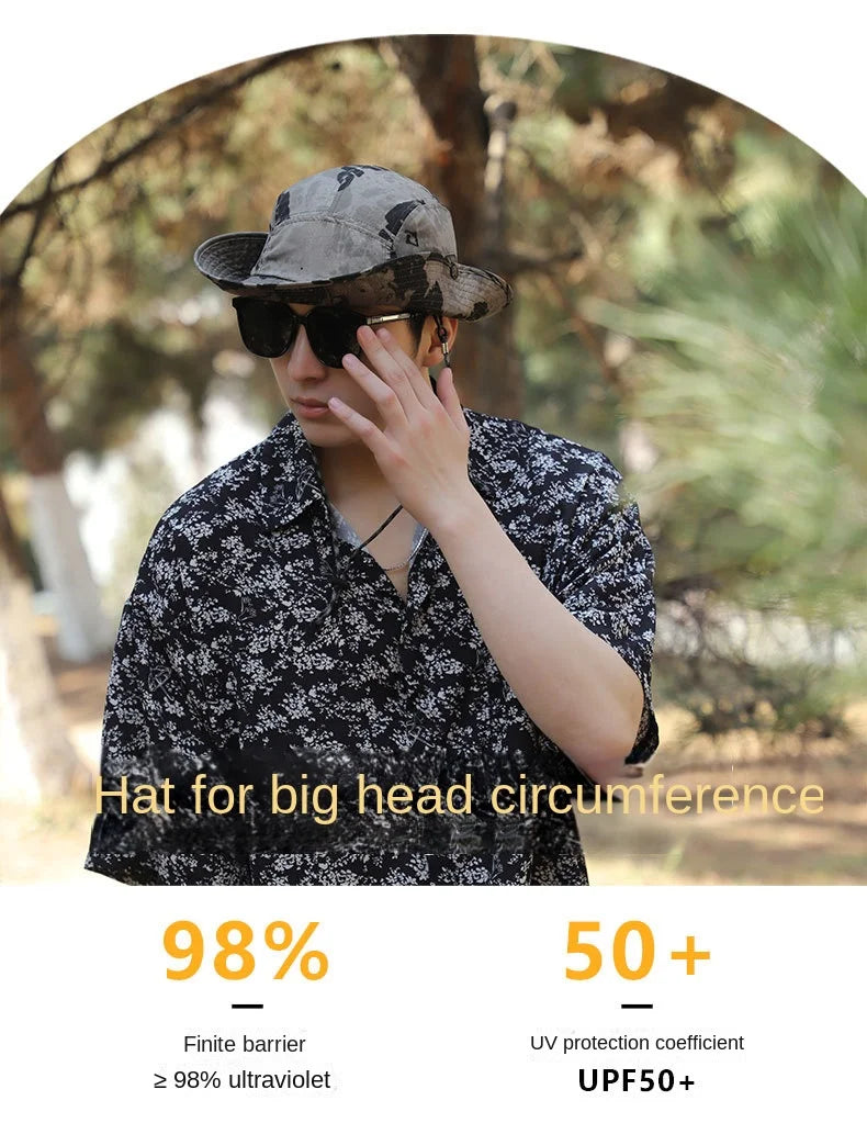 60-65cm Xxl Big Head Hat Men Summer Outdoor Jungle Fisherman Cap Lightweight Sunscreen quick-drying Sun Hats  Hot