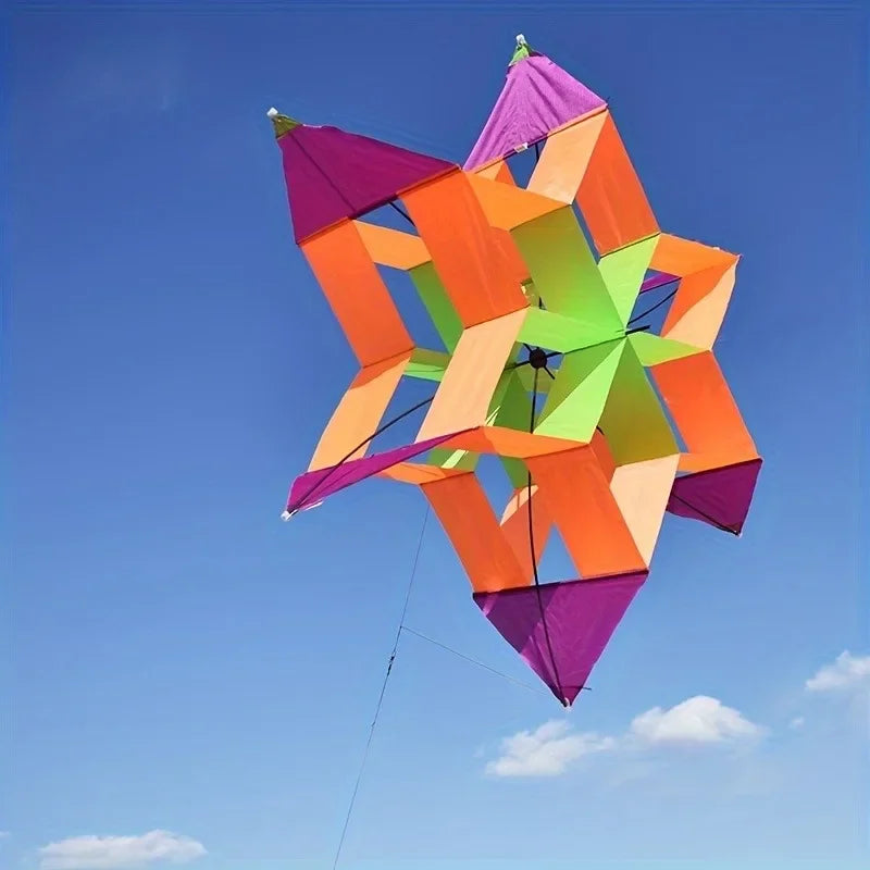 Colorful 3D Lotus Flower Kite for Kids Adults Easy to Fly Flower Kites with Flying Line Outdoor Toy for Picnic Beach Park Travel