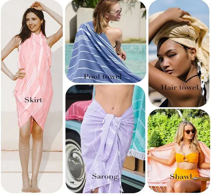 Turkish Beach Towel100x180cm100% Cotton Sand Free Quick Dry Swim Towel Extra Large Light Travel for Adults Beach Towel