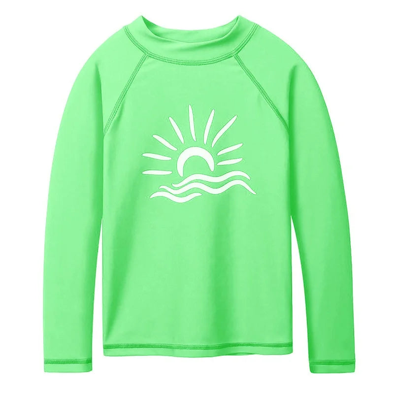BAOHULU Long Sleeve Rashguard Kids Swimwear Girls Surf  Suit UPF 50+ Sun Protection Shirts Boys Swim Rash Guard Beach Wear