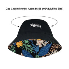 Men Women Summer Basin Cap Hip Hop Hat Double-sided Bucket Hat Graffiti Fishing Fisherman Hat Pattern Packable Sun Protection