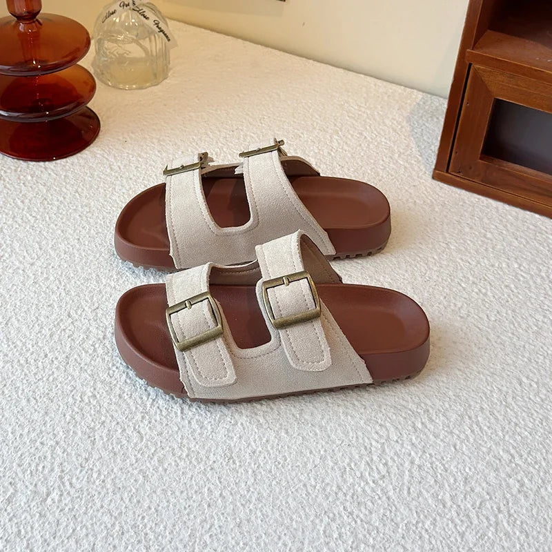 New Trend Girls Open-toe Slippers Summer Children's Causal Slip-on Shoes Fashion Kids Simple Boys Beach Flat Slippers Non-slip