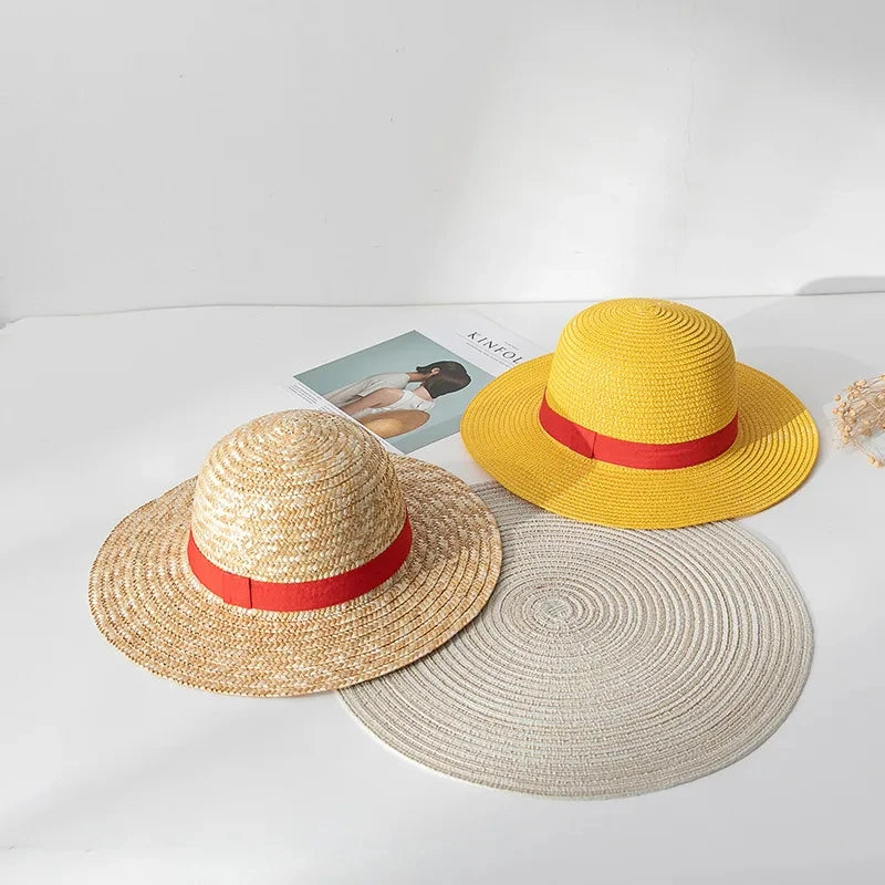 Luffy Straw Hat Anime Cosplay Prop Hat Role Play Performance Summer Beach Accessories Adult Unisex Sunshade Hat Halloween Gift