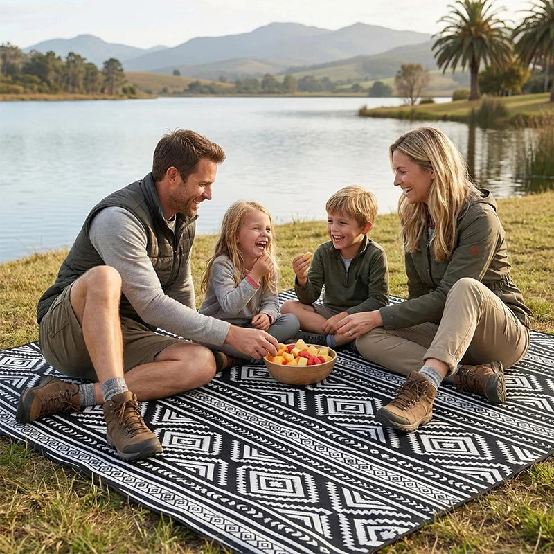 Waterproof Picnic Blanket 200x300CM Large Beach Blanket Outdoor Picnic Mat Beach Mat with Carrying Handle for Camping Beach