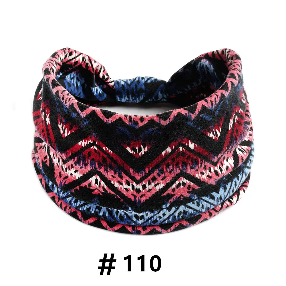 Boho African Headbands for Women Wide Cotton Turban Headwrap  Knot Elastic Hairbands Bandeau Sport Workout Yoga Hair Accessories