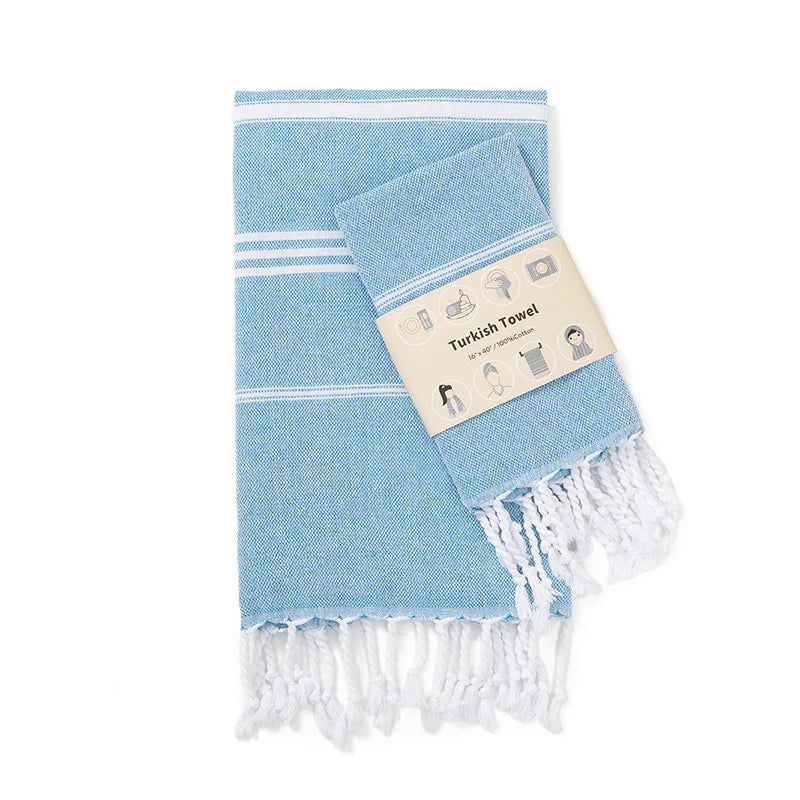 2-Pack 40x100CM Turkish Cotton for home Towel Soft Sauna Spa Bath Towel Hand and Face Towel Set Can used for kitchen sport gym