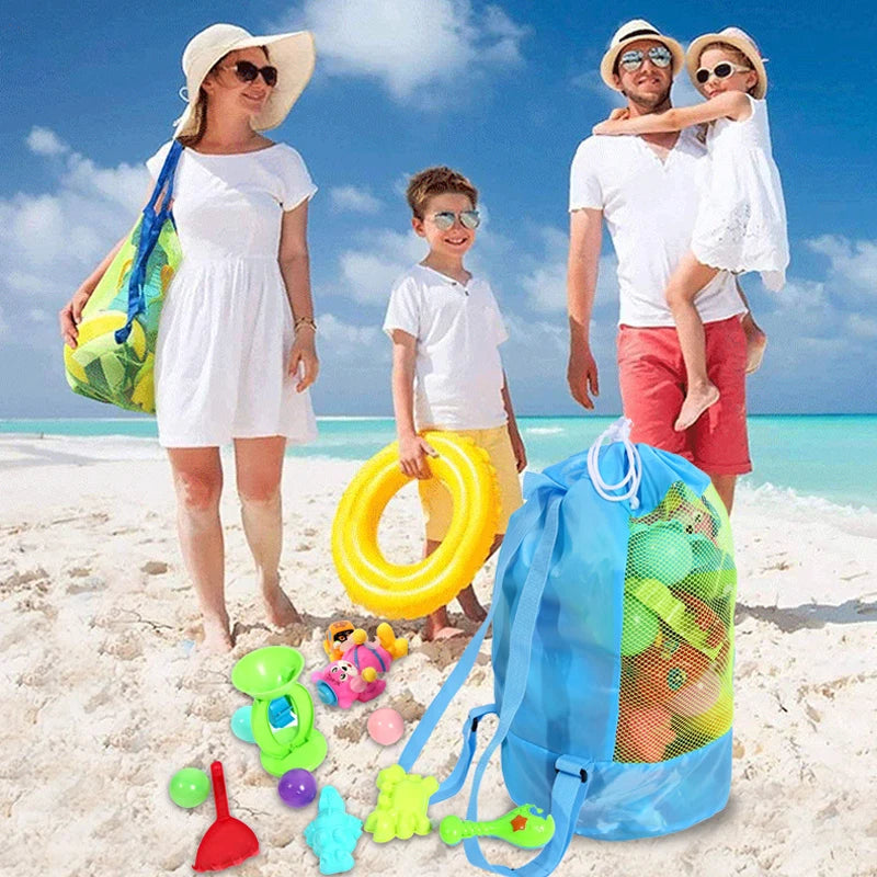 Portable Beach Bag Foldable Net Swimming Bag Children Beach Toy Organizer Storage Backpack Kids Outdoor Swimming Waterproof Bags