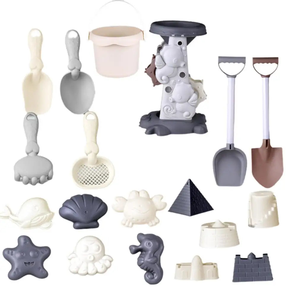 Kids Beach Toy Set: Sand & Water Play Kit with Bucket Hourglass Shovel & Rake Outdoor Summer Garden Toys for Toddlers