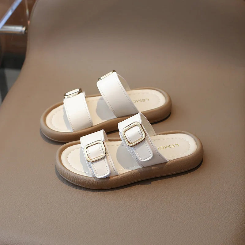 New Summer Slippers Boy Fashion Thick Bottom Flip Flops for Children Cut-outs Girls Beach Shoes