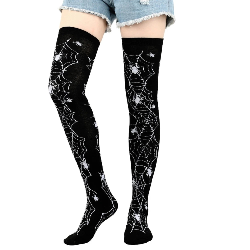 Halloween Stockings Blood Bat Spider Web Socks Festival Dress Up Props Cosplay Makeup Ball Party Skull Head Bone Long Socks New