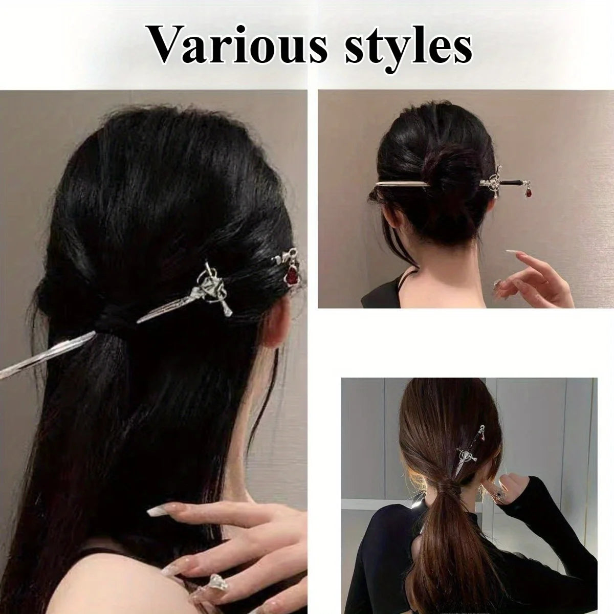 New Chinese Ancient Style Hanfu Hairpin Simple Elegant Headwear Women Geometric Shape Alloy Hair Accessories Headdress Electropl
